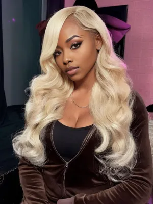 Blonde Synthetic Lace Front Wig 613, 13x6 HD Lace Wig for Women, Deep Parting, Heat Resistant Fiber, with Baby Hair and Natural Hairline 26 Inch