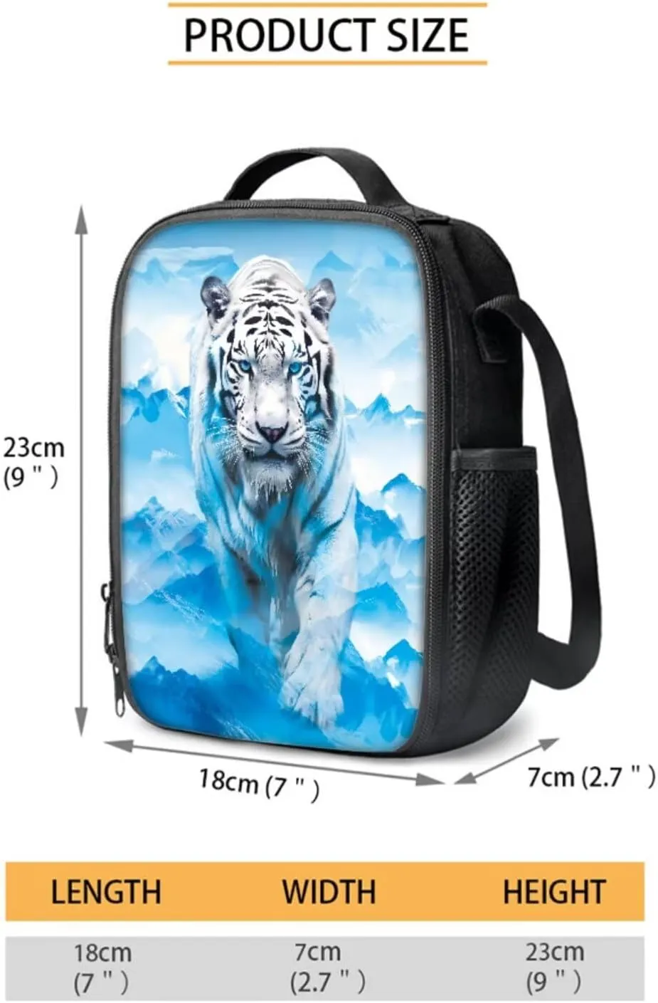Blue Tiger Mountain Print 4-in-1 Backpack Set Hiking Rucksack Daypack with Lunch Bag Pencil Pouch Case Pencil Bag Portable Water Bottle Carrier, School Supplies for Teen Boys