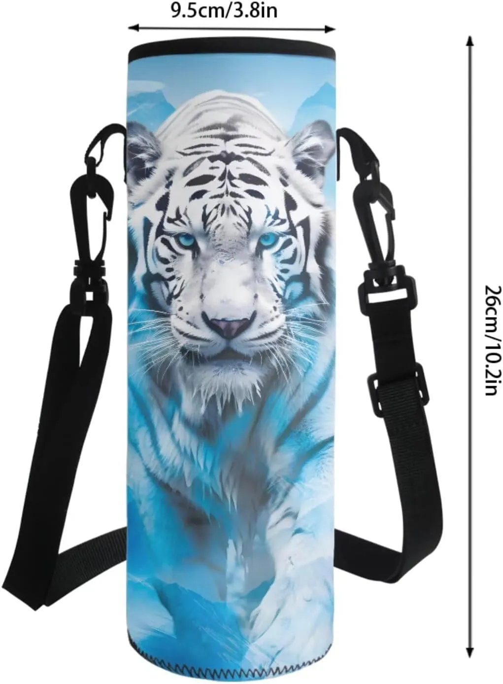 Blue Tiger Mountain Print 4-in-1 Backpack Set Hiking Rucksack Daypack with Lunch Bag Pencil Pouch Case Pencil Bag Portable Water Bottle Carrier, School Supplies for Teen Boys