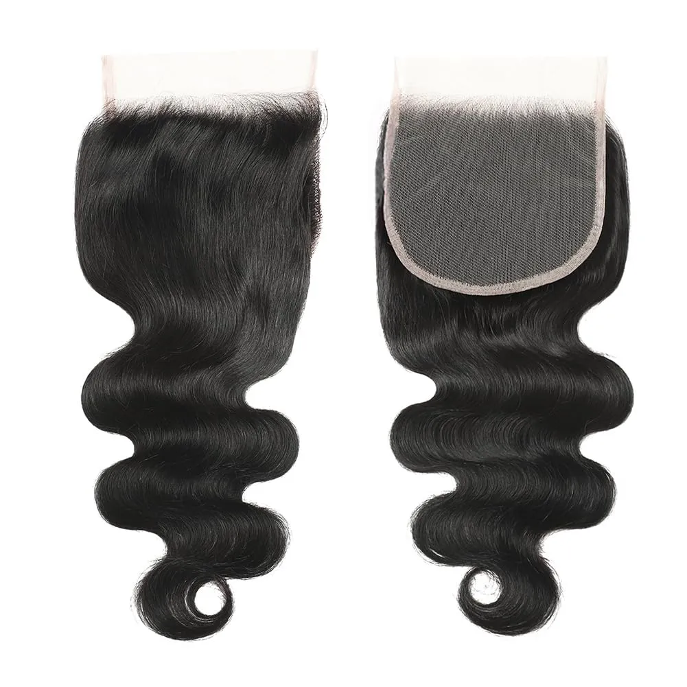 Body Wave 5x5 Transparent HD Lace Closure Human Hair 18 Inch 12A Brazilian Virgin Human Hair Frontal Closure Wave Pre Plucked with Baby Hair Swiss Lace Natural Black