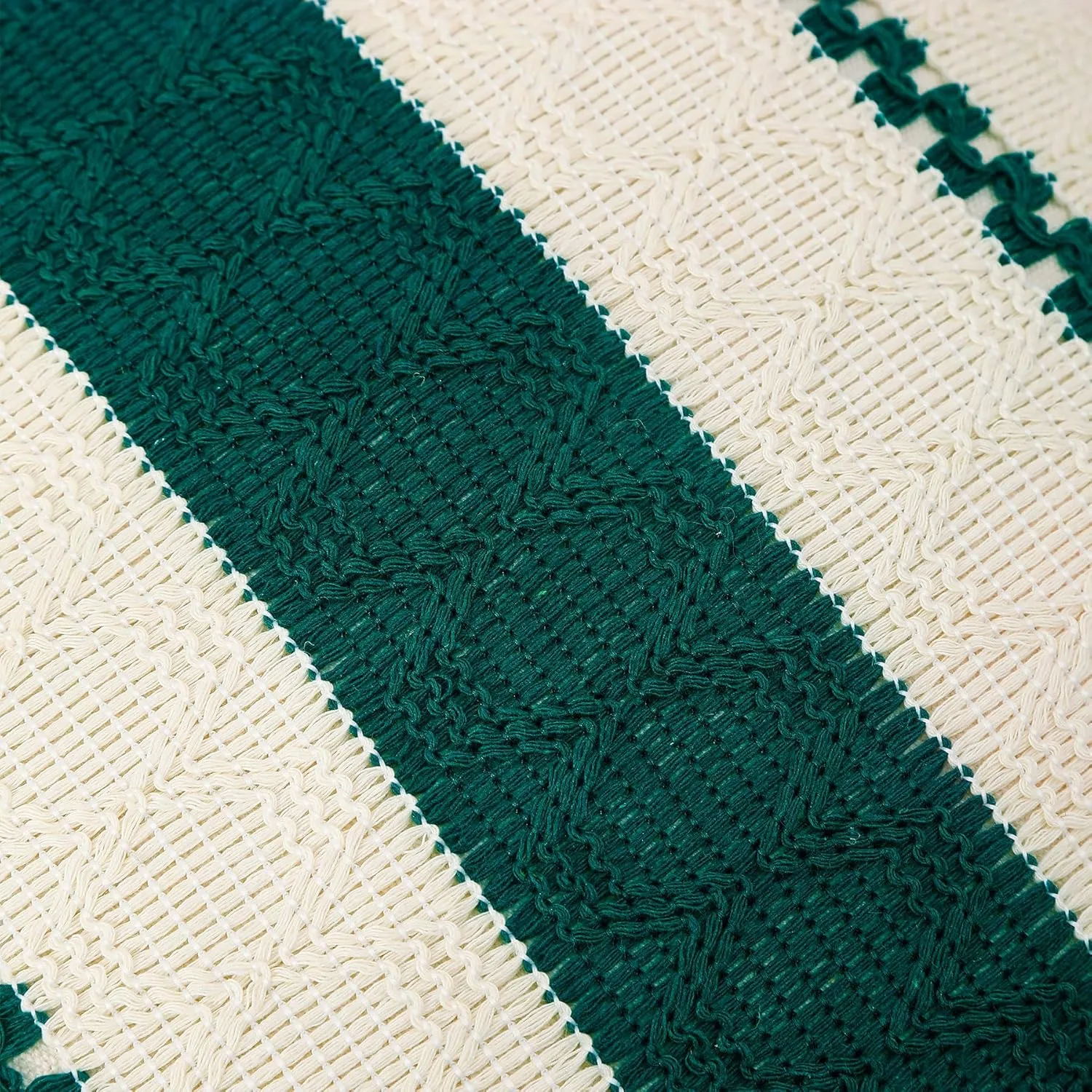 Boho Throw Pillow Covers Set of 2 Linen Farmhouse Pillow Covers 18x18,Rustic Decorative Throw Pillow Cover for Couch,Bed,Living Room (Dark Green, 20" x 20")