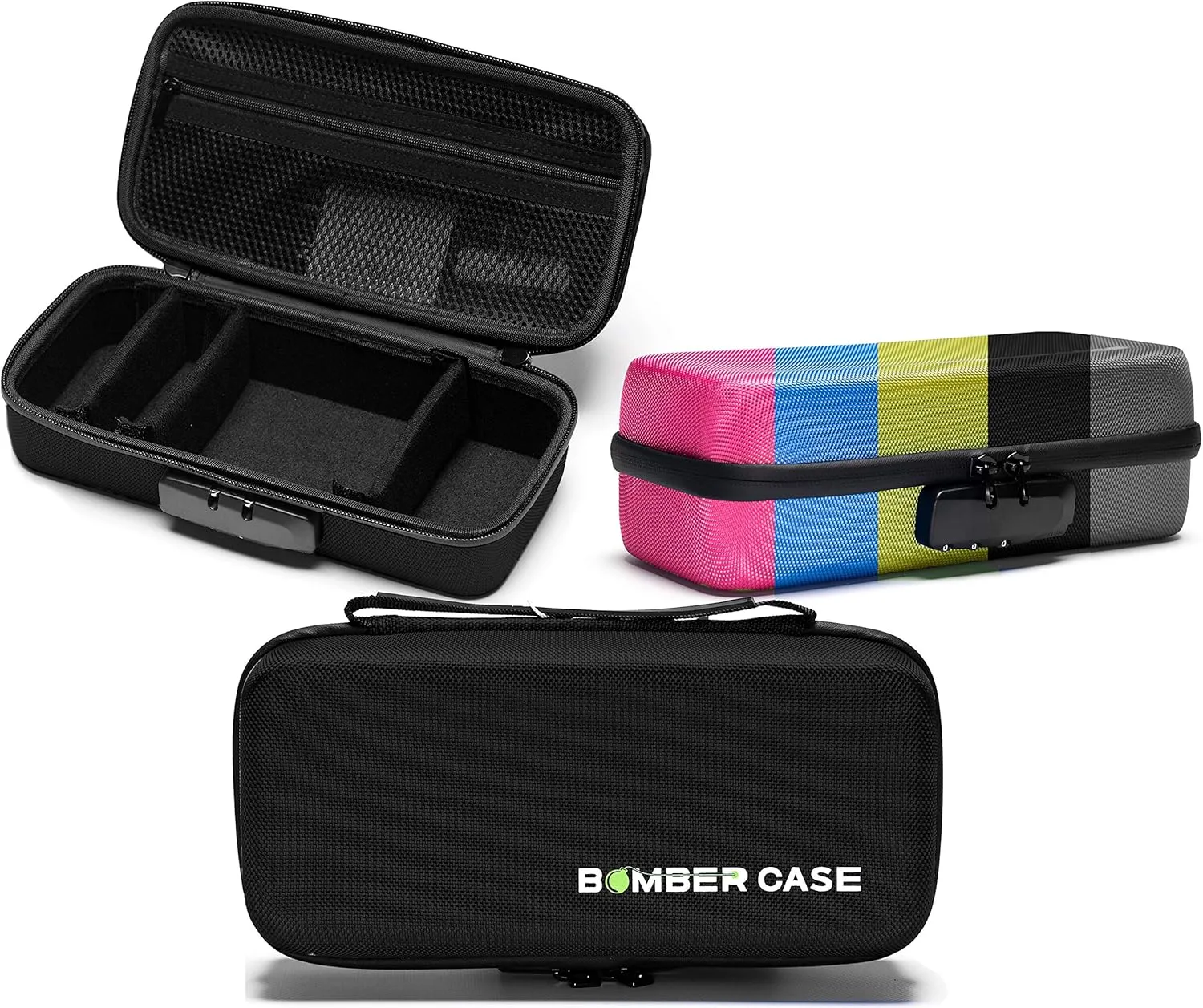BOMBER CASE - Elite Series - Odor-Proof Lock Box with Customizable Interior - Durable, Flexible, and Secure - 9.5" x 4" x 3.5" - Black