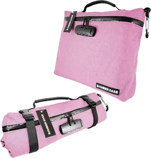 BOMBER CASE - Extra Large Premium Locking Smell Proof Bag, Adjustable Straps, Odor Proof, Carbon Lined, Lockable Pouch or Storage Case, Pink