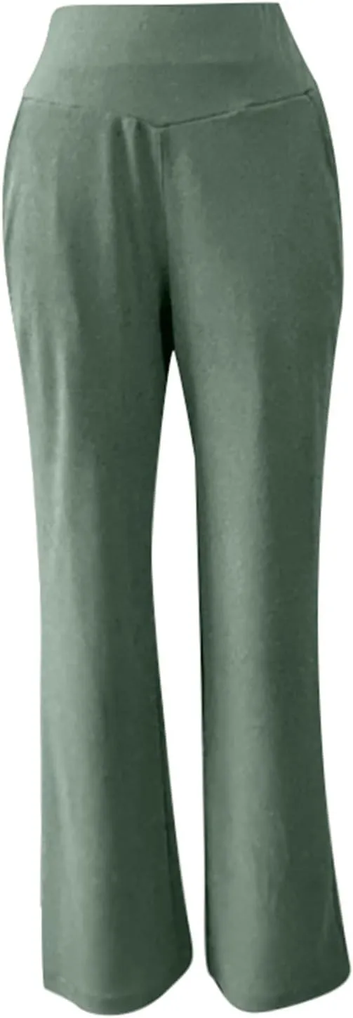 Bootcut Yoga Pants for Women Elastic High Waisted Leggings Tummy Control Pull On Straight Leg Workout Flare Bell Bottoms