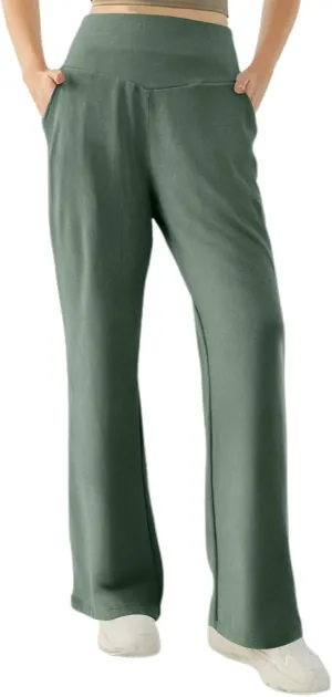 Bootcut Yoga Pants for Women Elastic High Waisted Leggings Tummy Control Pull On Straight Leg Workout Flare Bell Bottoms