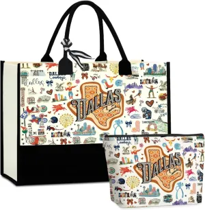 Boston Dallas Washington DC San Francisco Los Angeles China Travel Tote Bag Makeup Bag Set