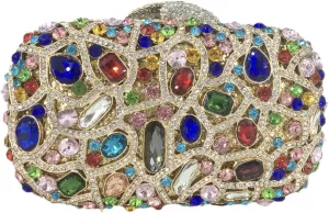 Boutique De FGG Colorful Crystal Clutch Evening Handbags Party Gala Dinner Wedding Minaudiere Bag