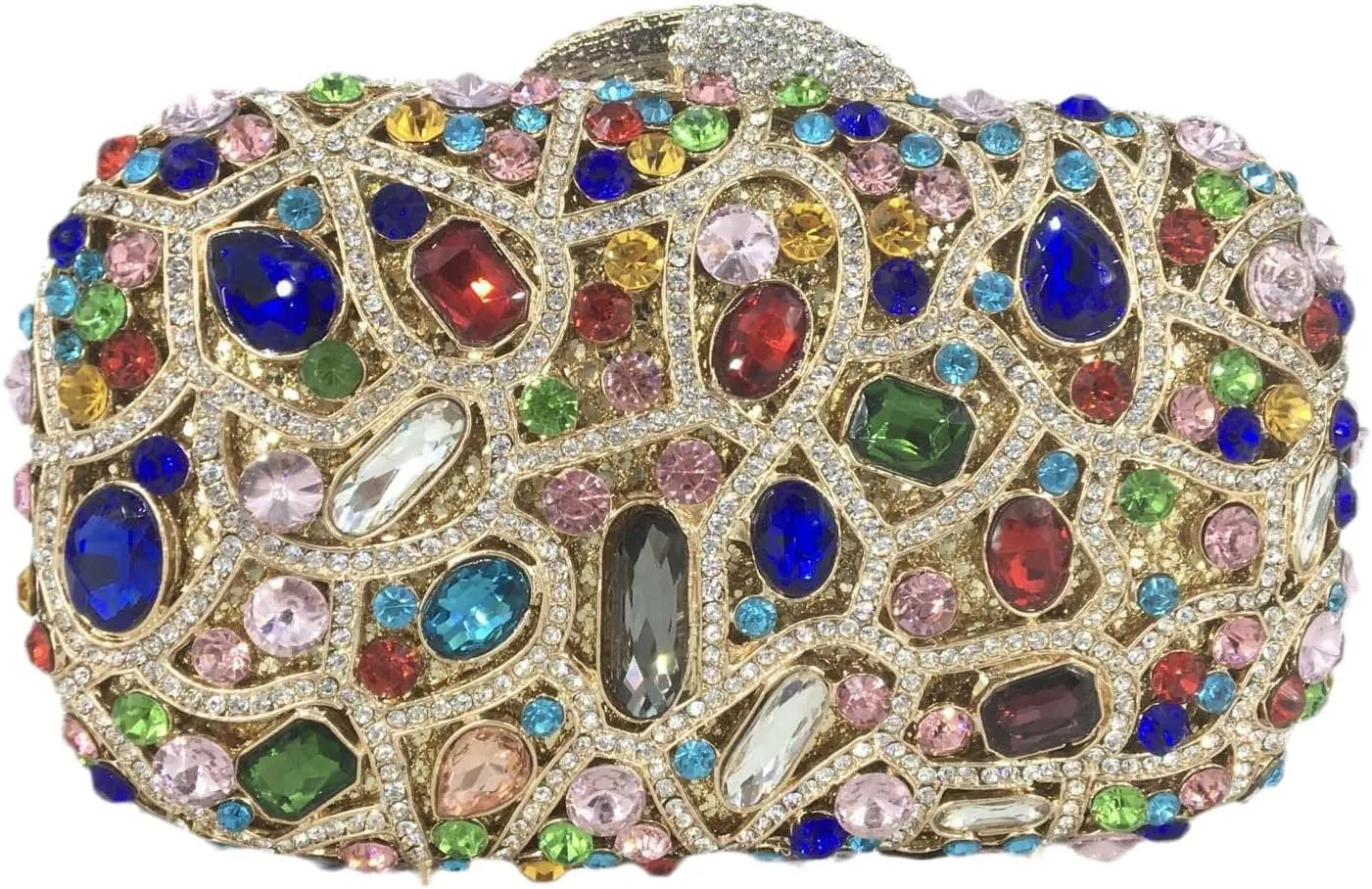 Boutique De FGG Colorful Crystal Clutch Evening Handbags Party Gala Dinner Wedding Minaudiere Bag
