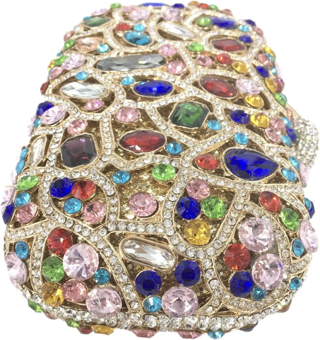 Boutique De FGG Colorful Crystal Clutch Evening Handbags Party Gala Dinner Wedding Minaudiere Bag