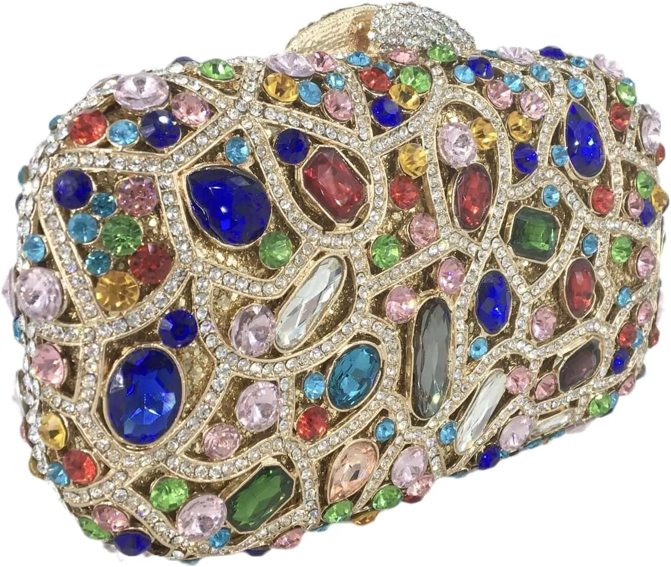 Boutique De FGG Colorful Crystal Clutch Evening Handbags Party Gala Dinner Wedding Minaudiere Bag