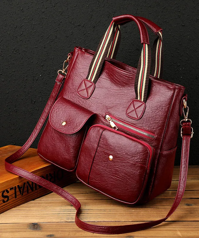 Boutique Mulberry Pockets Large Capacity Faux Leather Tote Handbag YR027