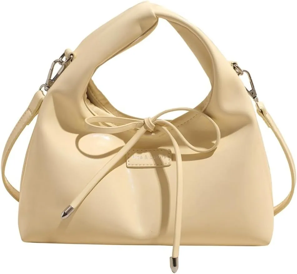 Bow Tie Lace Up Fashion Handbag Simple Women's Trendy Large Capacity Underarm Bag Work Travel Shoulder Bag 2025