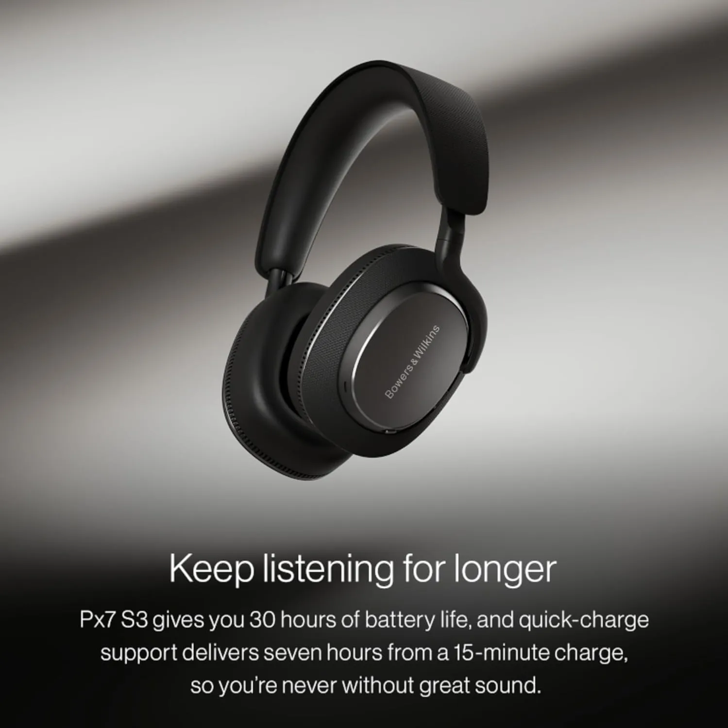 Bowers & Wilkins Px7 S3 Over-Ear Headphones, High-Resolution Sound, Comfortable Fit, Bluetooth, Active Noise Cancelling & Transparency Mode, 30-Hour Playtime, Quick Charge Support, Indigo Blue