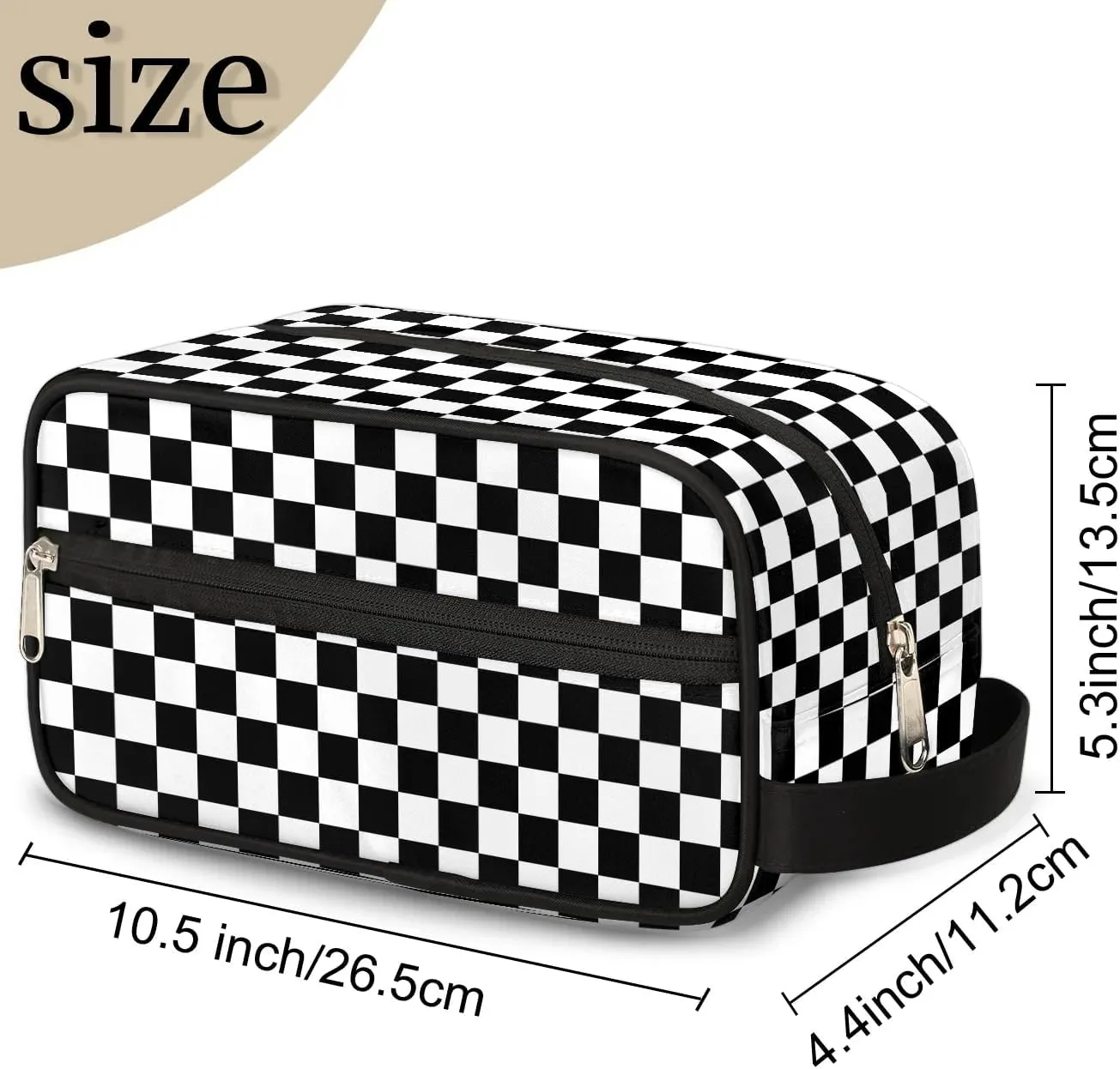 Boys Travel Toiletry Bag, Kids Waterproof Hanging Dopp Kit, Wash Bag with Large Capacity for Travel, Sports, Shower (Checkerboard Grid)