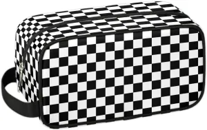 Boys Travel Toiletry Bag, Kids Waterproof Hanging Dopp Kit, Wash Bag with Large Capacity for Travel, Sports, Shower (Checkerboard Grid)