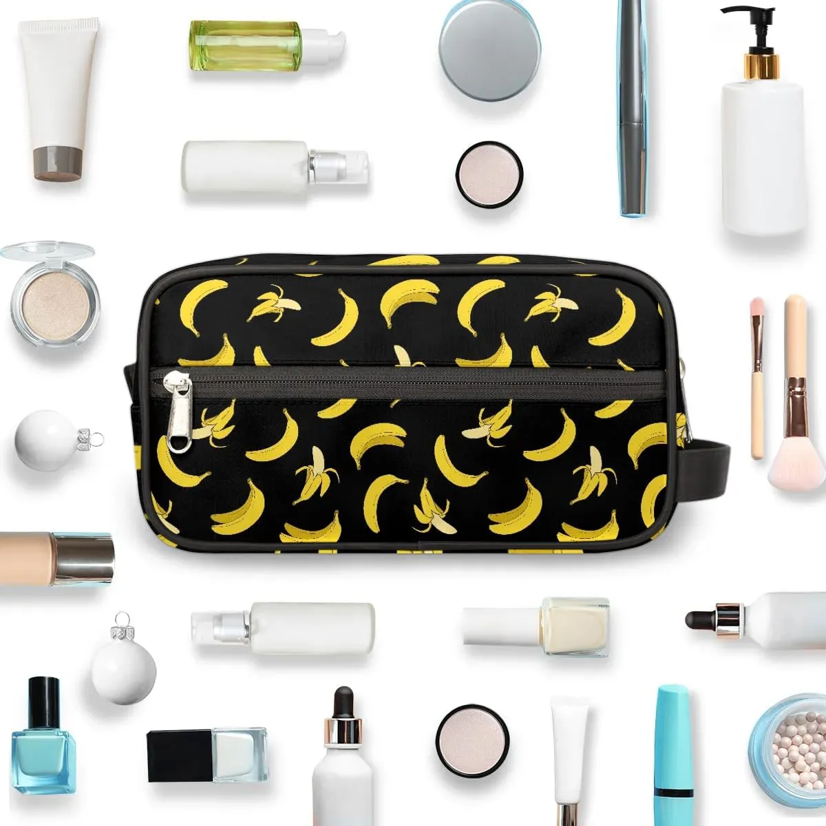 Boys Travel Toiletry Bag, Kids Waterproof Hanging Dopp Kit, Yellow Banana Wash Bag with Large Capacity for Travel, Sports, Shower