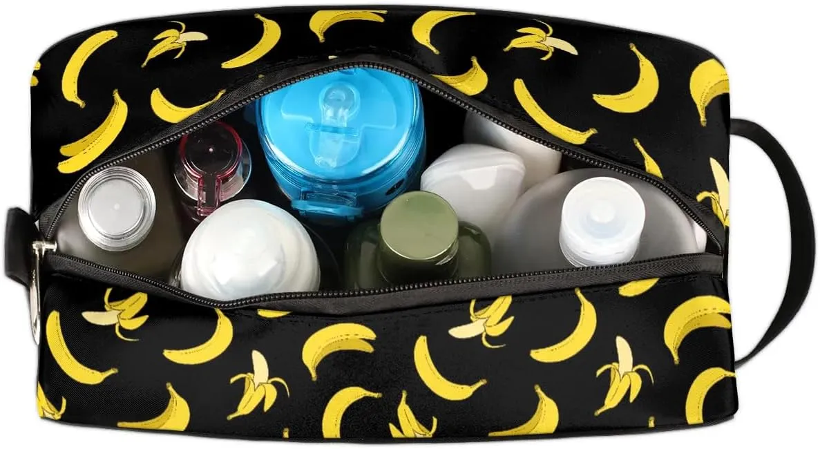 Boys Travel Toiletry Bag, Kids Waterproof Hanging Dopp Kit, Yellow Banana Wash Bag with Large Capacity for Travel, Sports, Shower