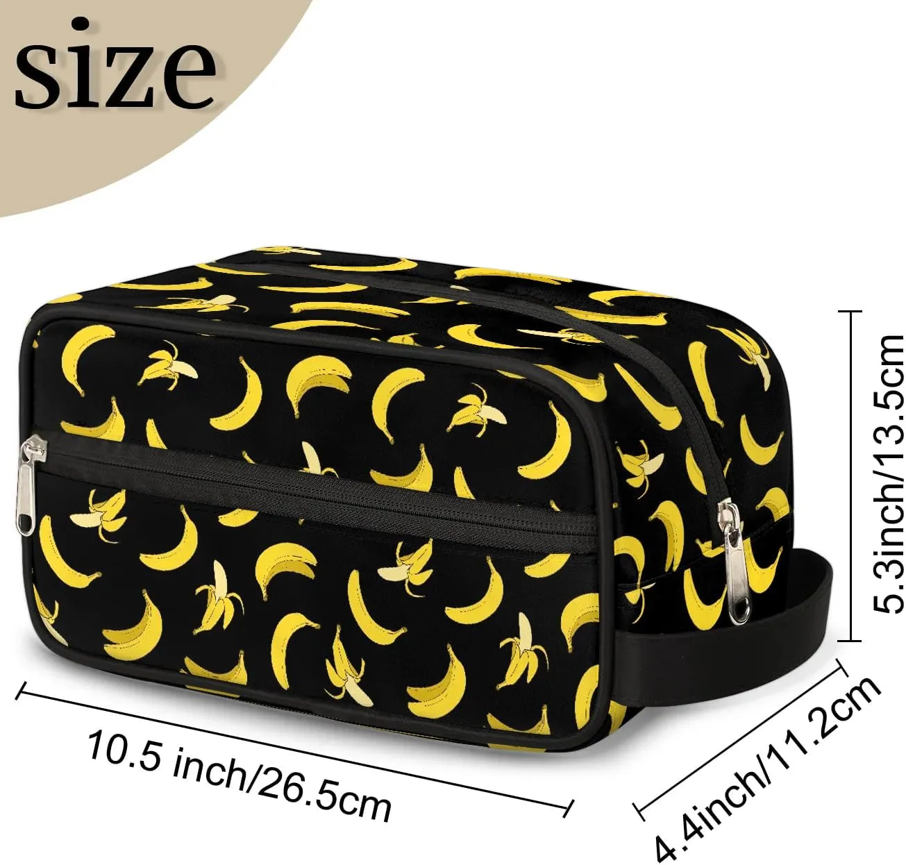 Boys Travel Toiletry Bag, Kids Waterproof Hanging Dopp Kit, Yellow Banana Wash Bag with Large Capacity for Travel, Sports, Shower