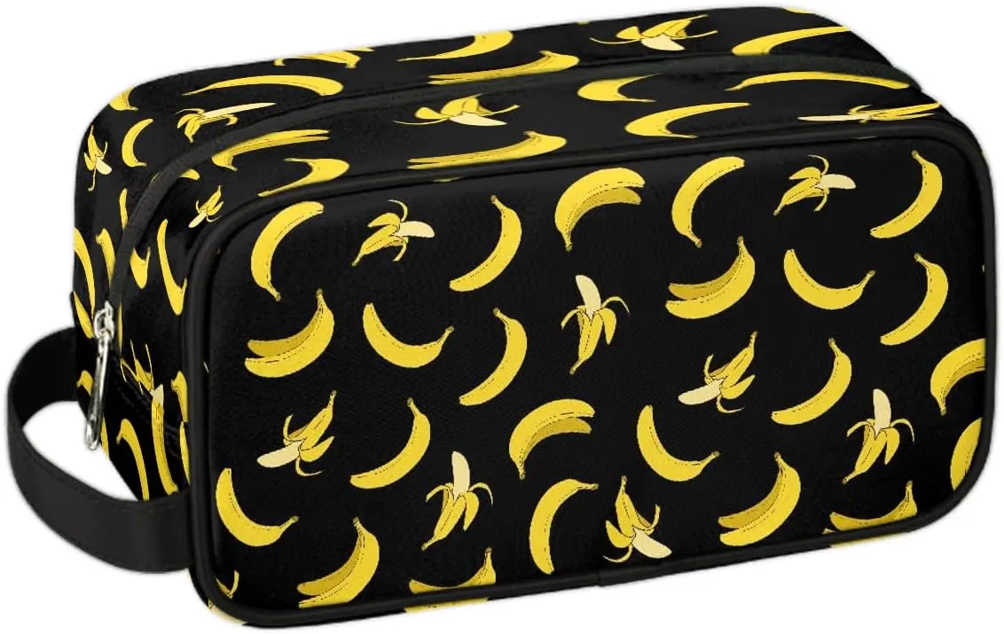 Boys Travel Toiletry Bag, Kids Waterproof Hanging Dopp Kit, Yellow Banana Wash Bag with Large Capacity for Travel, Sports, Shower