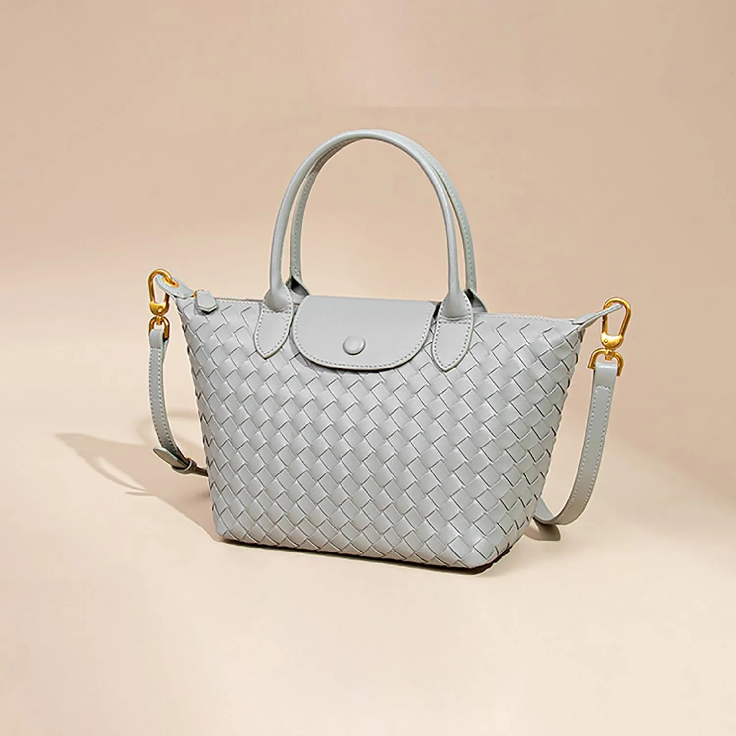 Braided Luxury Women's Leather Tote Top Handle Age Elegant Large Capacity Travel Day Crossbody Bag