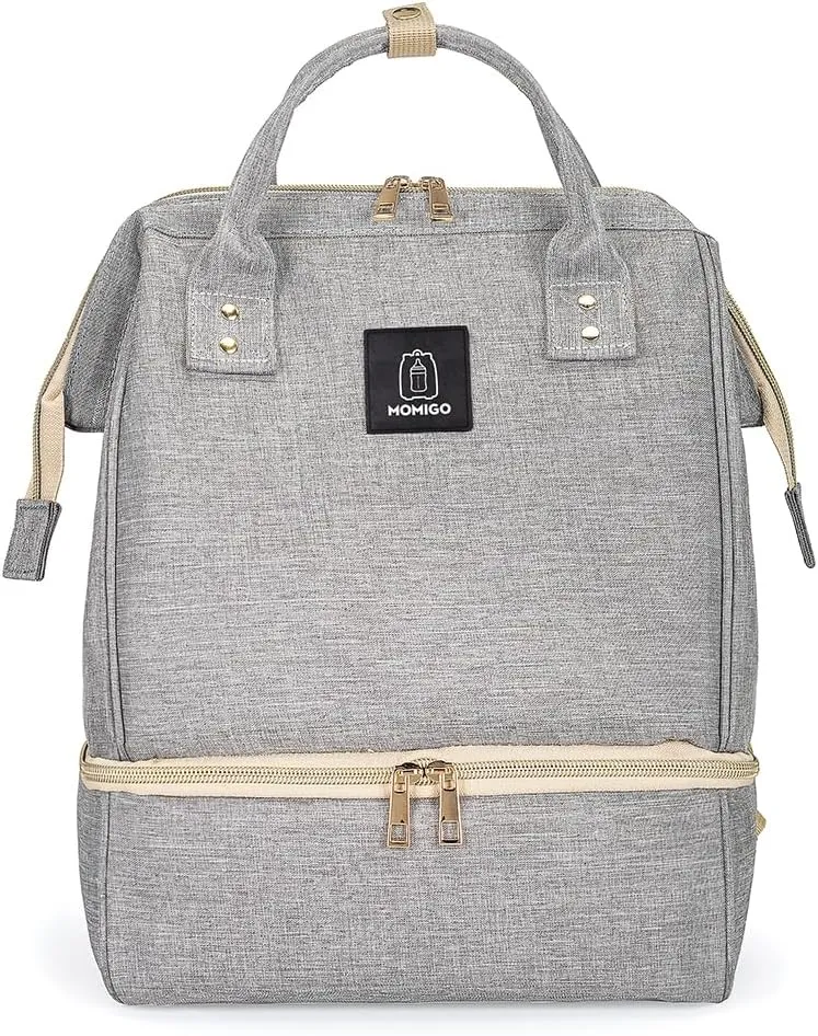 Breast Pump Backpack - Cooler and Moistureproof Bag Double Layer for Mother Outdoor Working Backpack with USB Charging Port, Large (Grey)