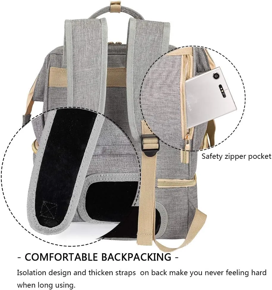 Breast Pump Backpack - Cooler and Moistureproof Bag Double Layer for Mother Outdoor Working Backpack with USB Charging Port, Large (Grey)