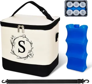 Breastmilk Cooler Bag with Ice Pack, Breast Milk Cooler Travel Bag with Cooler Fits 6 Baby Bottles Up to 5 Ounce, Baby Bottle Cooler Bag with Shoulder Strap for Nursing Mom Daycare