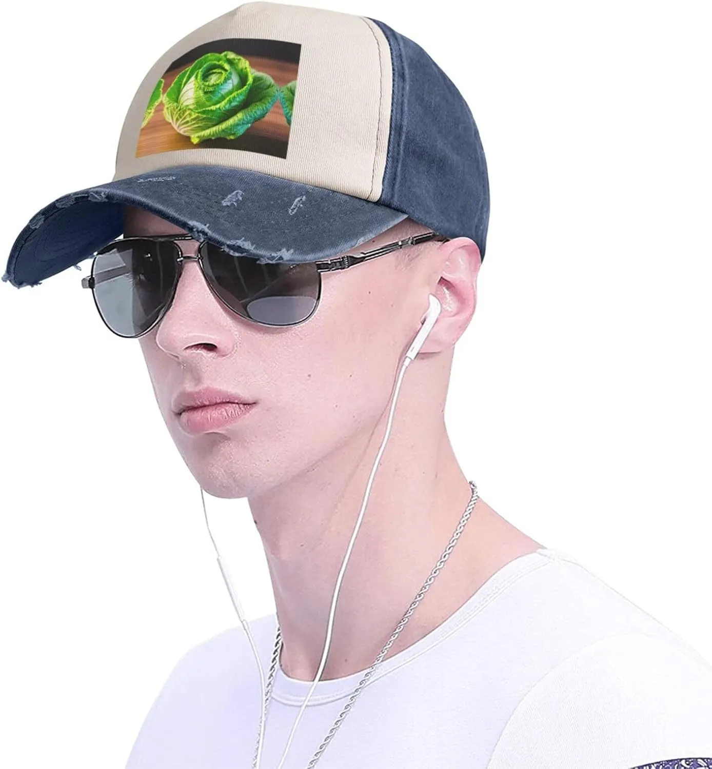 Bright Cabbage Print Distressed Baseball Cap Adjustable Hat with Classic Unisex Style for All Seasons
