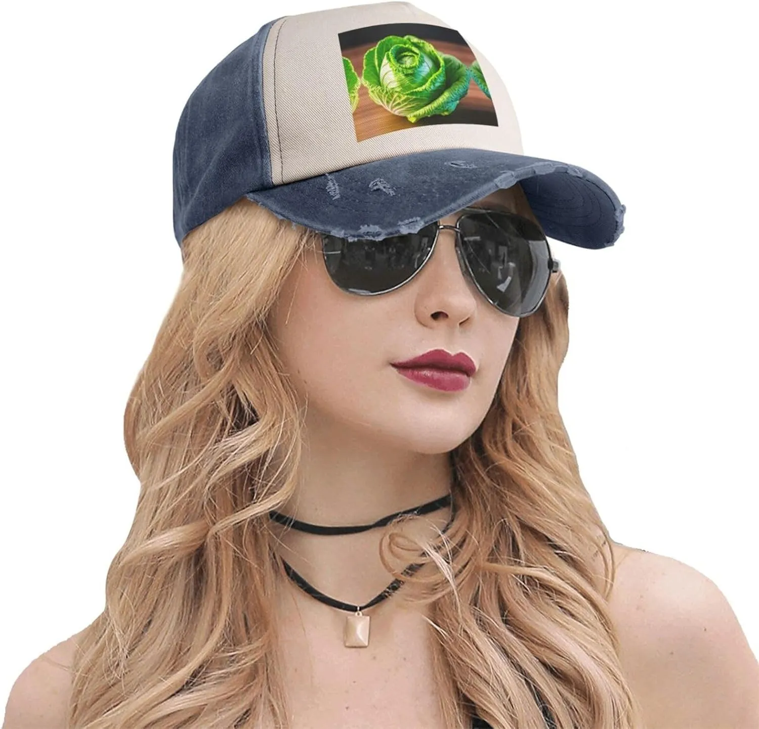Bright Cabbage Print Distressed Baseball Cap Adjustable Hat with Classic Unisex Style for All Seasons