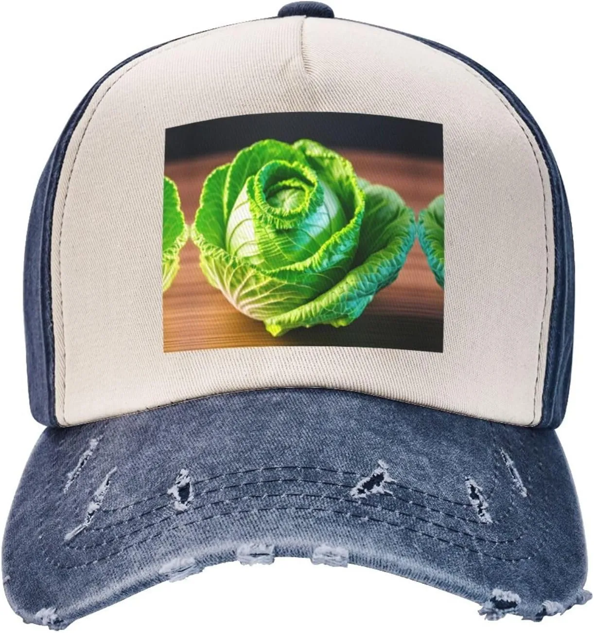 Bright Cabbage Print Distressed Baseball Cap Adjustable Hat with Classic Unisex Style for All Seasons