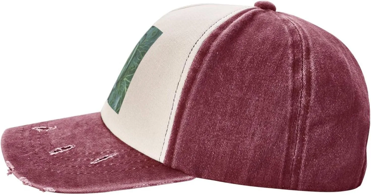 Bright Cabbage Print Golf Cap Washed Distressed Baseball Cap Adjustable Hat with Classic Suitable Hat