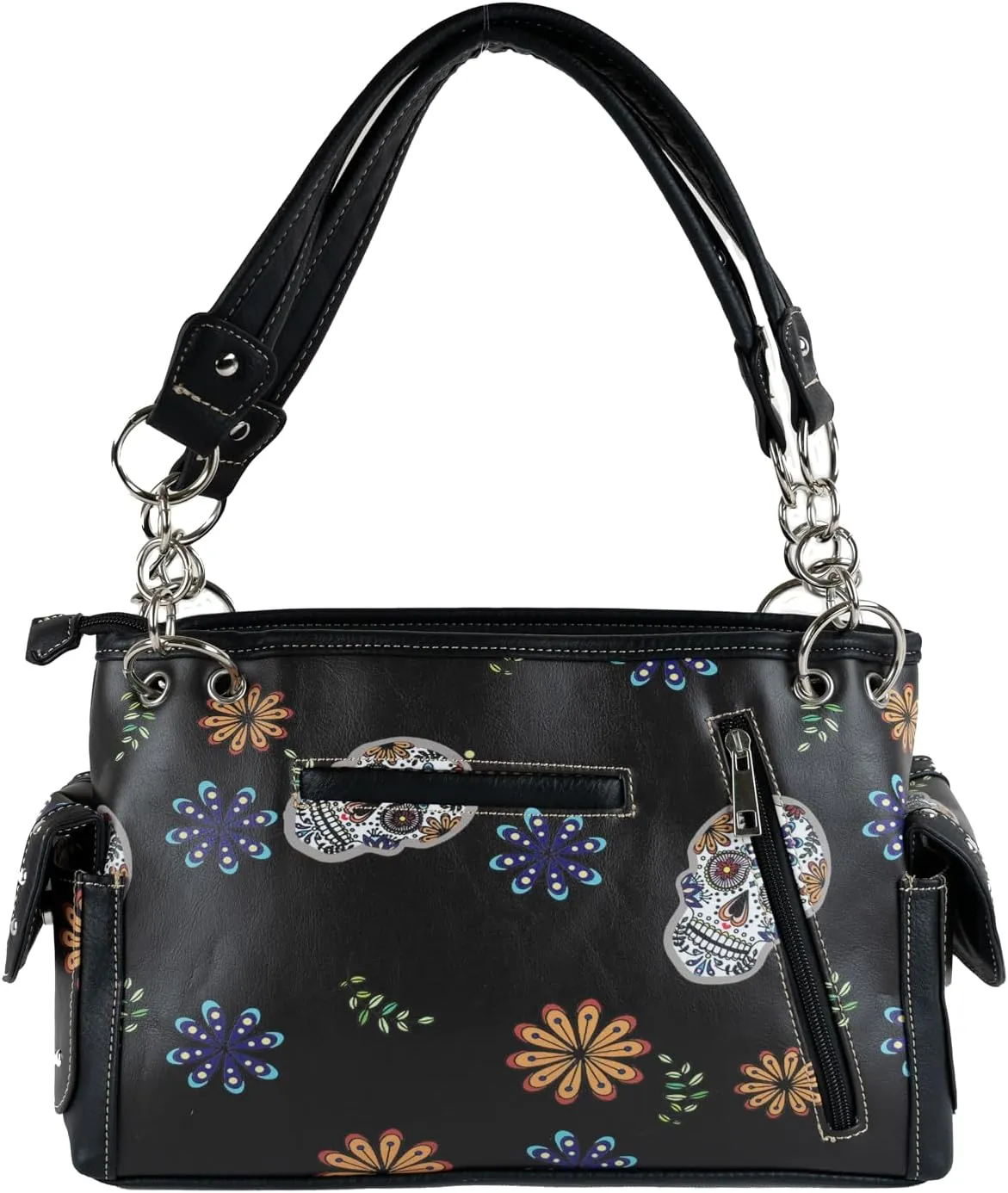 Briomhar Sugar Skull Goth Purse for Women - Day of the Dead Conceal Carry Handbag