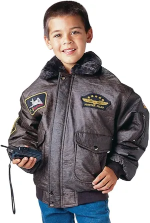 Brown WWII Aviator Kids Flight Jacket 7675 Size XS