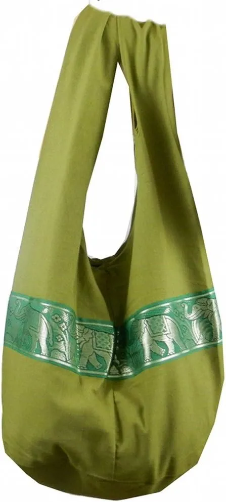 BTP! Elephant Floral Print Sling Crossbody Shoulder Bag Purse Hippie Hobo Thai Cotton Gypsy Bohemian Large