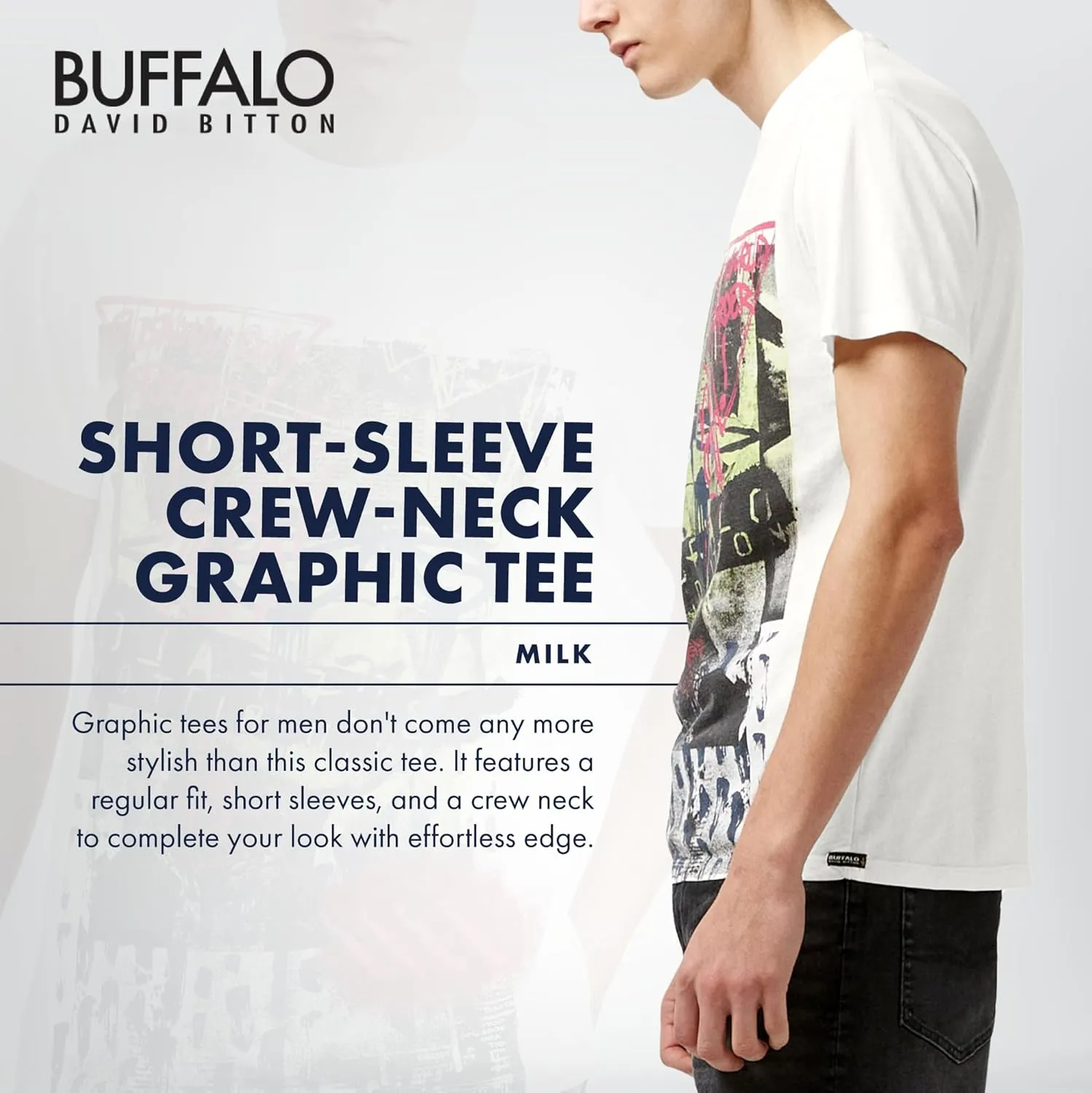 Buffalo David Bitton Men's Short Sleeve Crew Neck Graphic Tee