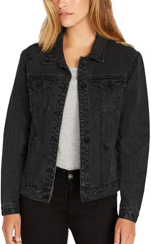 Buffalo David Bitton Womens Rigid Denim Jacket (Grey Moon Wash, Small)