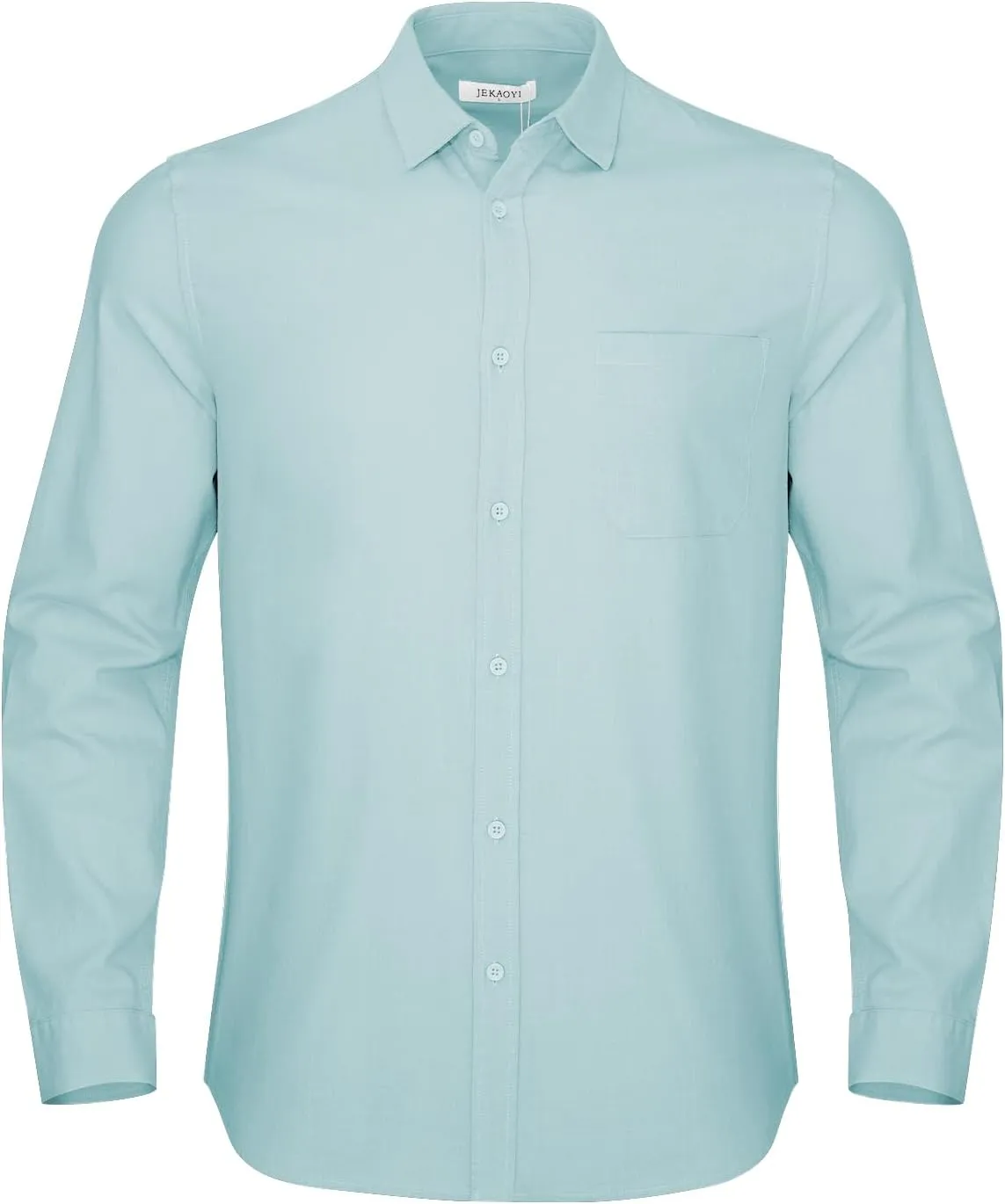 Button Down Linen Shirts for Men Casual Long Sleeve Regular Fit Cotton Beach Shirts with Pocket