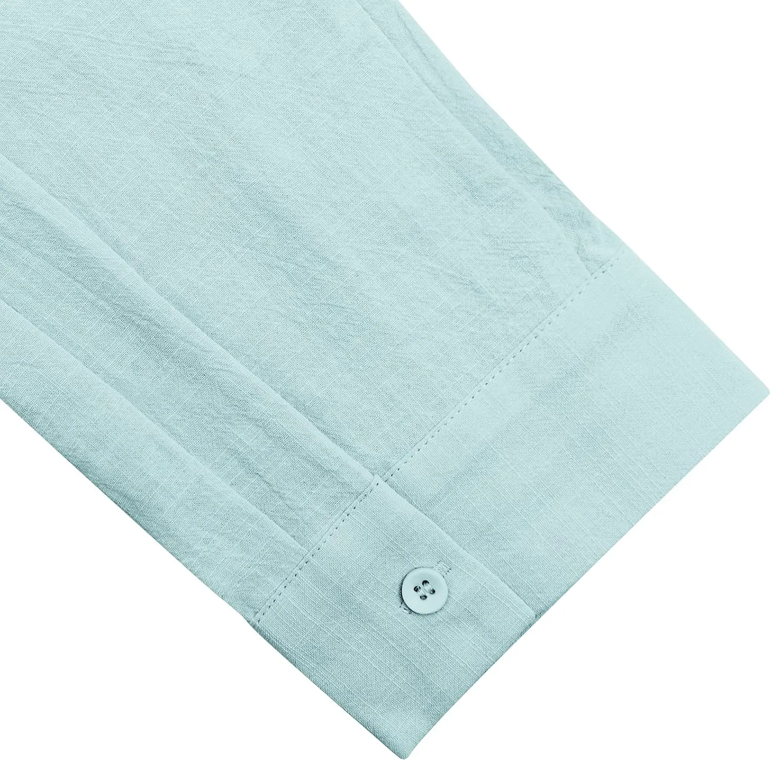 Button Down Linen Shirts for Men Casual Long Sleeve Regular Fit Cotton Beach Shirts with Pocket