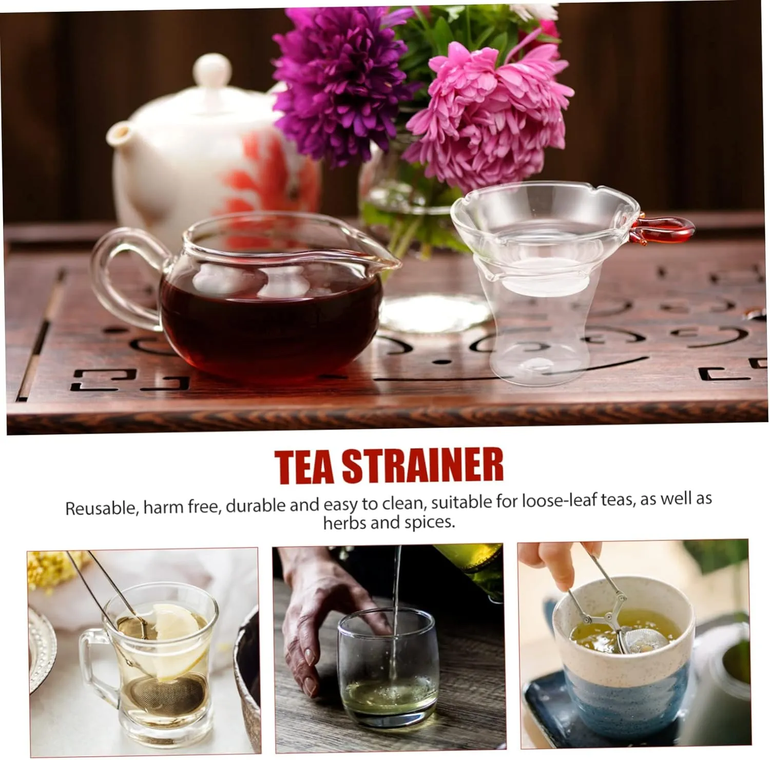 Cabilock 3 Sets Convenient Tea Home Accessory Reusable Tea Infuser Strainer Fine Mesh
