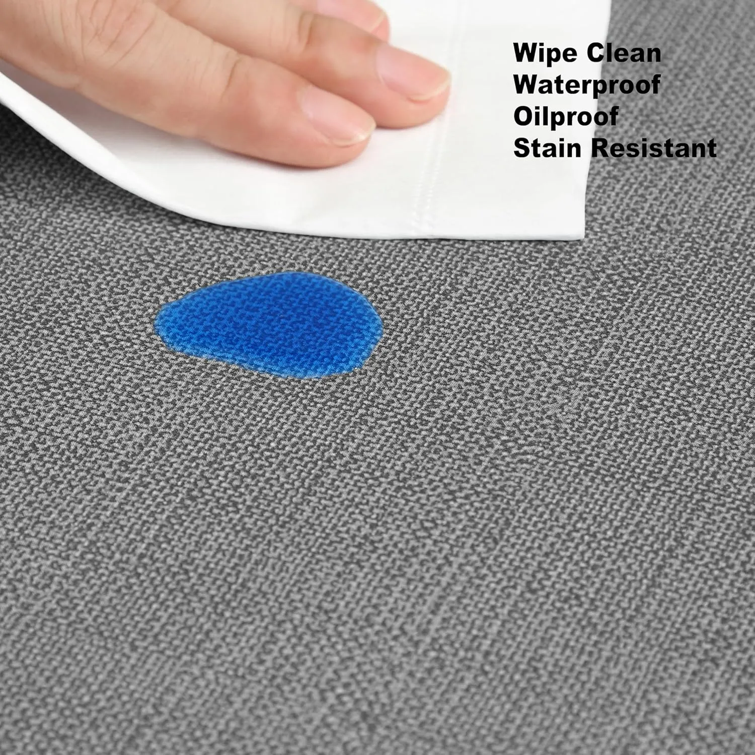 Cafe Hotel Linen Look Solid Color Heavy 4 Gauge Vinyl Flannel Backed Tablecloth, Indoor/Outdoor Wipe Clean Tablecloth, 60 Inch x 120 Inch Oblong/Rectangle, Grey