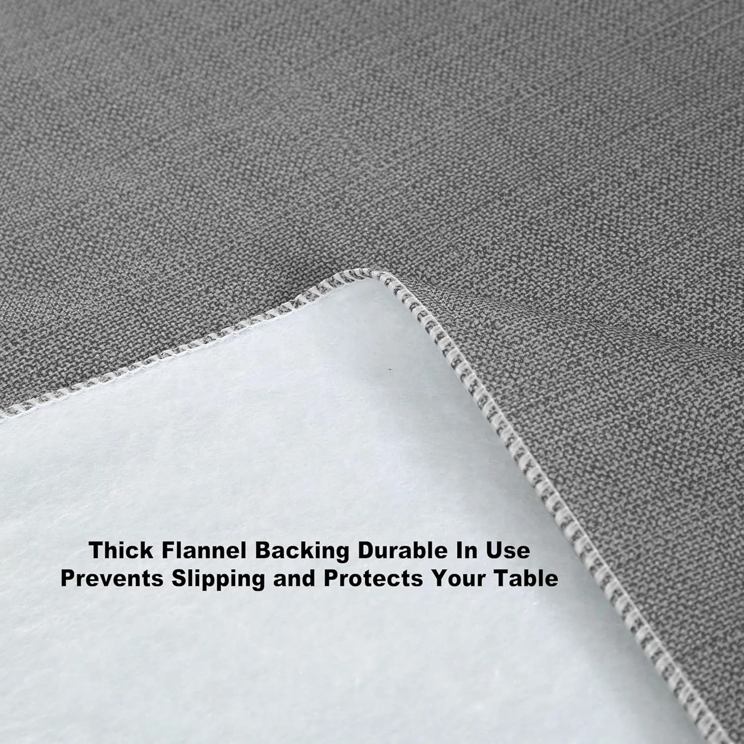 Cafe Hotel Linen Look Solid Color Heavy 4 Gauge Vinyl Flannel Backed Tablecloth, Indoor/Outdoor Wipe Clean Tablecloth, 60 Inch x 120 Inch Oblong/Rectangle, Grey