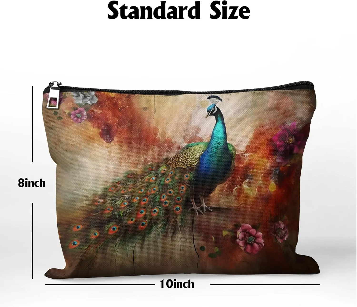 Cafl Peacock Makeup Bag Travel Large Artistic Phoenix Cosmetic Bag Organizer toiletry Essentials Jewelry Zipper Bag Gift For Women -10×8 inch