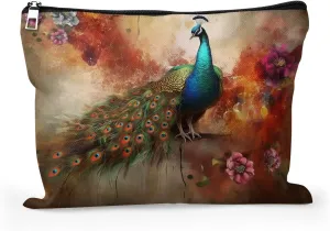 Cafl Peacock Makeup Bag Travel Large Artistic Phoenix Cosmetic Bag Organizer toiletry Essentials Jewelry Zipper Bag Gift For Women -10×8 inch