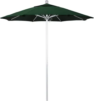 California Umbrella 7.5' Rd. Venture Series Contract Grade Patio Umbrella, Push Open Pin Stop, Silver Finish, Sunbrella Forest Green
