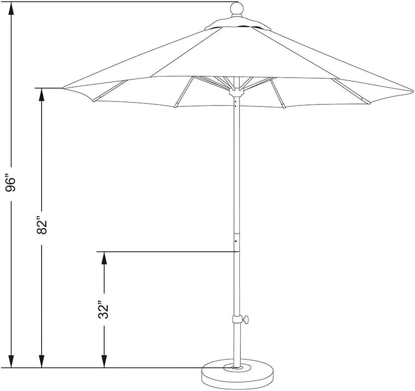 California Umbrella 7.5' Rd. Venture Series Contract Grade Patio Umbrella, Push Open Pin Stop, Silver Finish, Sunbrella Forest Green