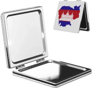 Cambodia Flag Map Women Small Makeup Mirror Portable Pocket Cosmetic Mirror for Travel