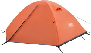 Camping Tents, Backpacking Tent 2 Person Aluminum Pole Lightweight Camping Tent Double Layer Portable Handbag for Hiking Travelling (Color : Orange)