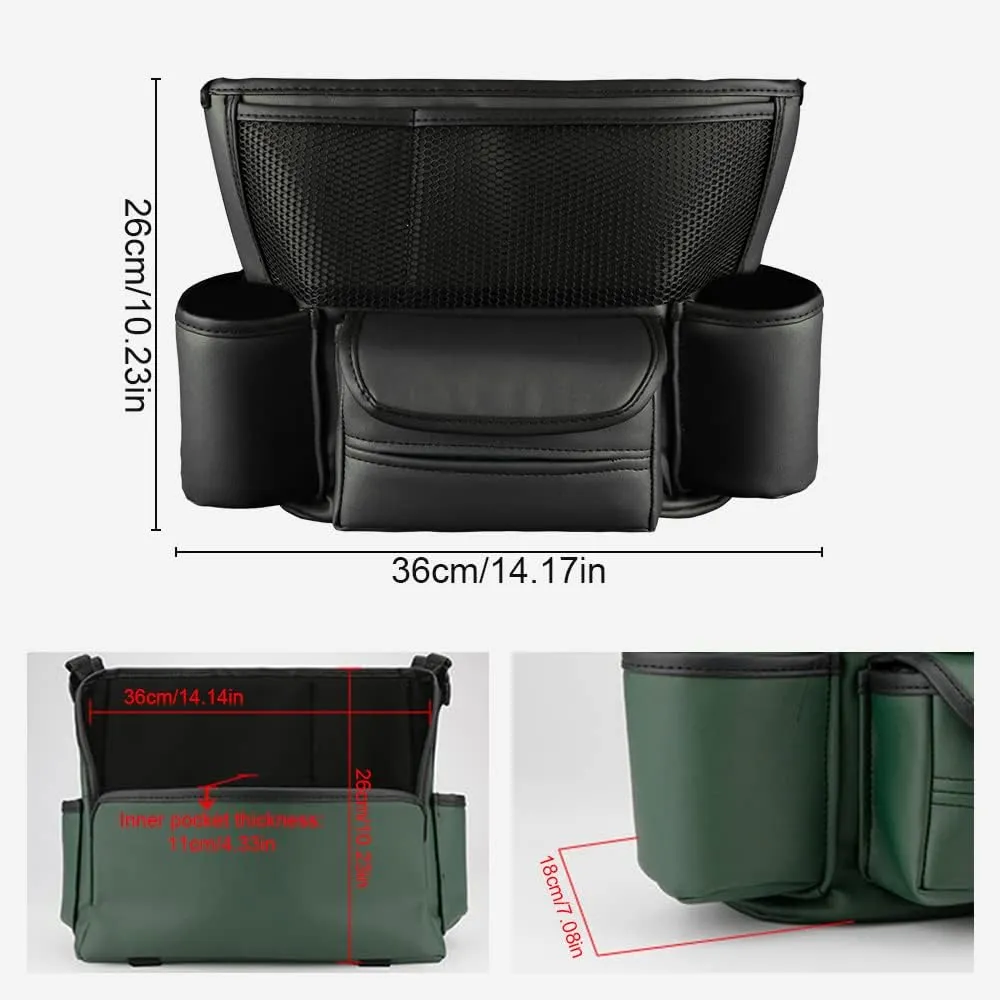Car Storage Pocket Handbag Holder for Car Between Seats, Multi-Pocket Automotive Seat Organizer Large Capacity Storage Bag, Removable Car Organizer Pocket Pet Kids Barrier Car Net Pocket (Green)