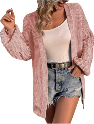 Cardigan Sweaters for Women Long Sleeve Solid Color Oversized Drop Shoulder Fall Cardigans Knit V Neck Sweaters