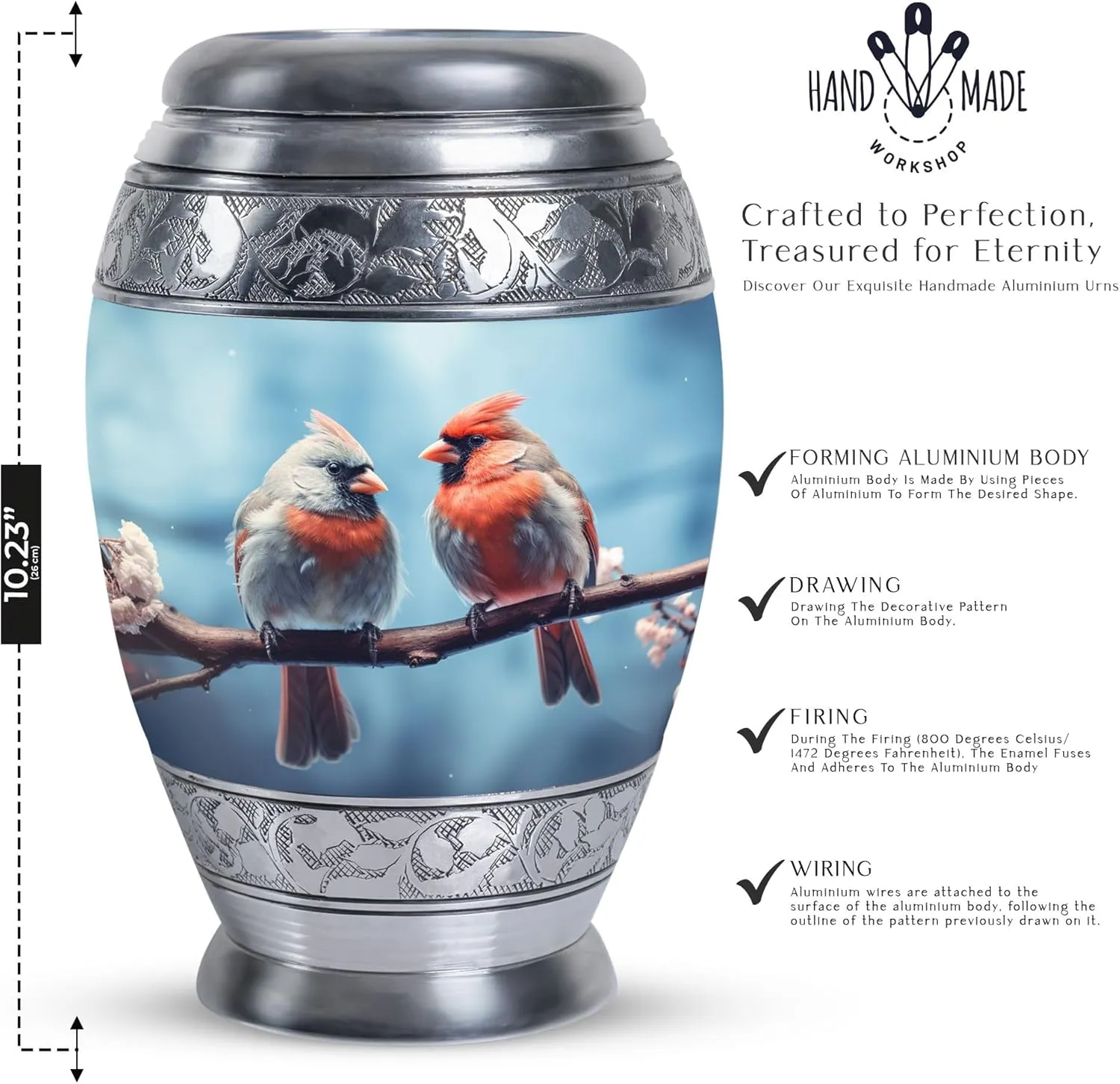 Cardinal Spring Meeting - Large Urns for Human - Combo of 1 Large Urn with Velvet Bag and 2 Small - Burial Urn for Ashes - Memorial Urn Small - Cremation Ash Urns Mini - Mom Urn - Funeral Urn